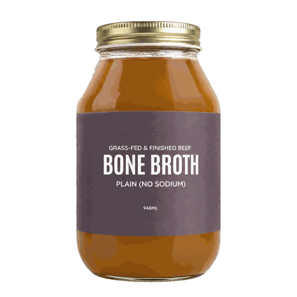 Jar of grass-fed beef bone broth (plain, no sodium)